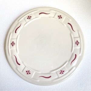 Longaberger Pottery Woven Traditions ceramic trivet in cream with red accents